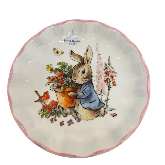 Beatrix Potter Peter Rabbit Easter Salad Plates Set of 4 Scalloped Pink Trim NEW - Picture 7 of 14